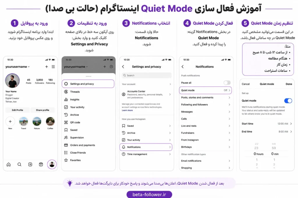 آموزش فعال سازی Quiet Mode اینستاگرام